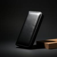 Black Mina two-scissor vegan-leather pouch