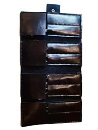 Black roll-up leather wallet with eight shear spaces