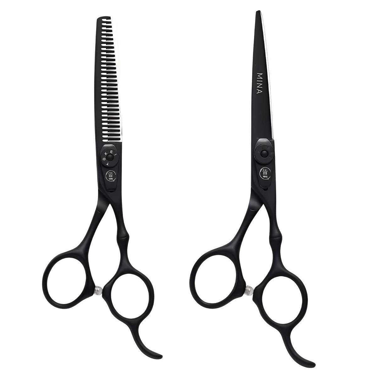 Mina Timeless Hairdressing Matte Black Scissor Set & Kit (SKU: MIN-TML-S55)