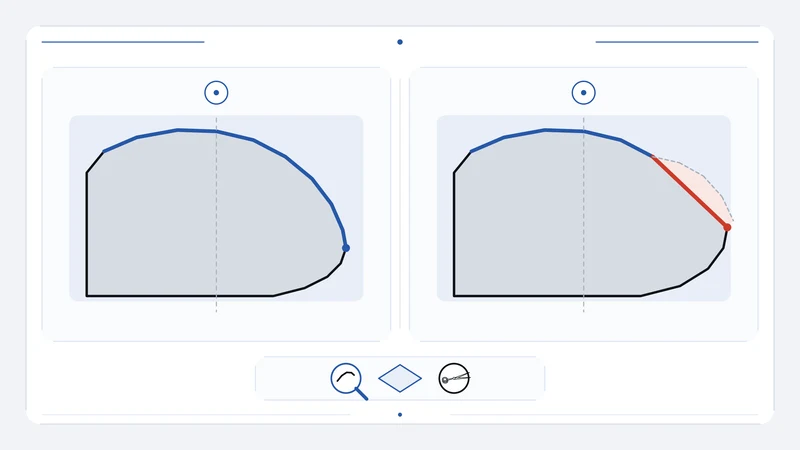 A convex blade profile compared with an altered sharpening profile