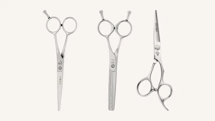 Three scissors side by side: a Joewell Classic cutter, a Joewell E40 thinner and an Ichiro Ergo cutter.