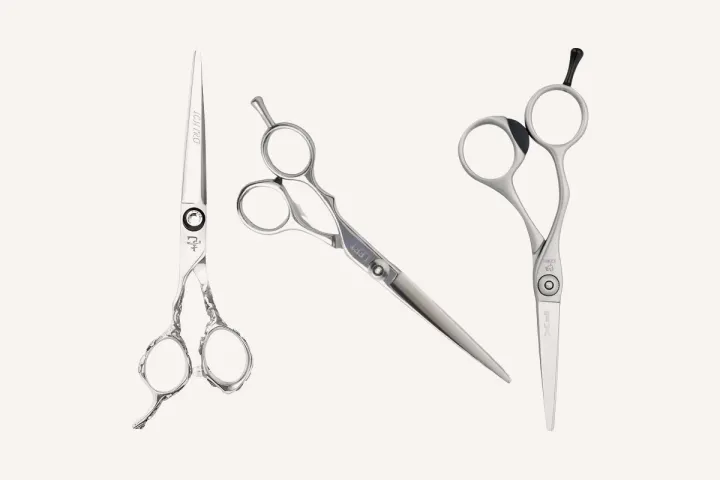 Three left-handed cutting scissors: Ichiro Rose Lefty, Yasaka Left-Handed and Joewell FX Lefty.