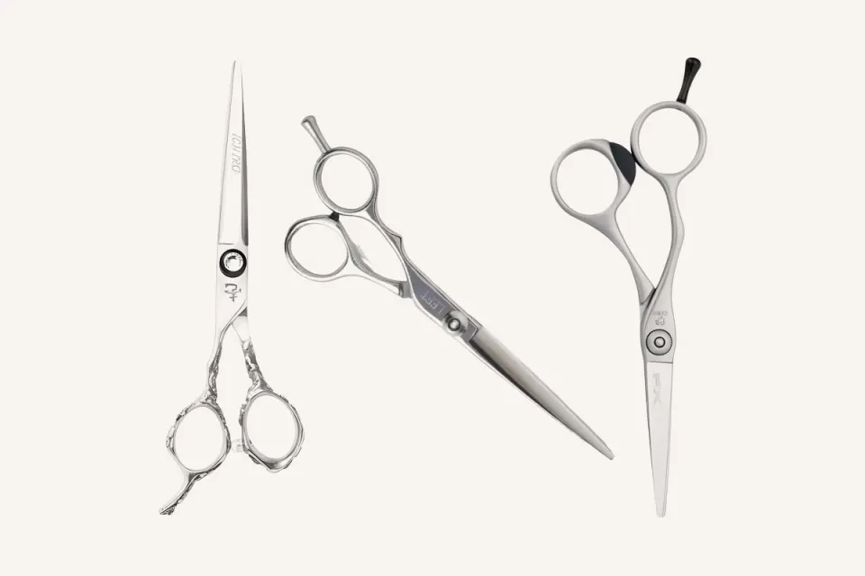 Three left-handed cutting scissors: Ichiro Rose Lefty, Yasaka Left-Handed and Joewell FX Lefty.