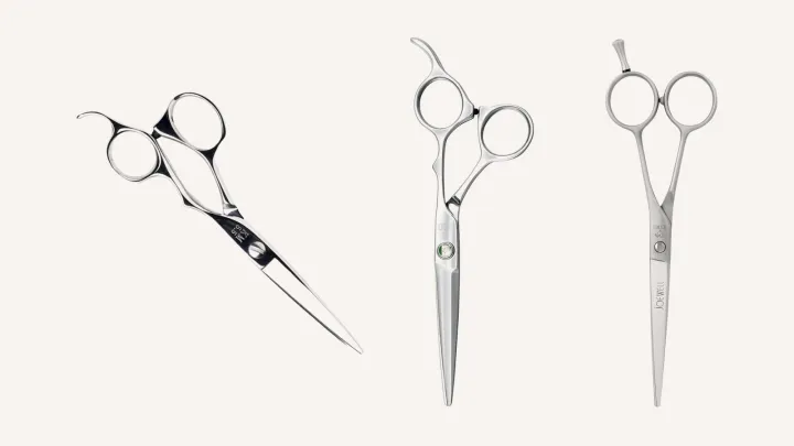 Three cutting scissors side by side: Yasaka KM, Kasho Sagano and Joewell Classic PRO.