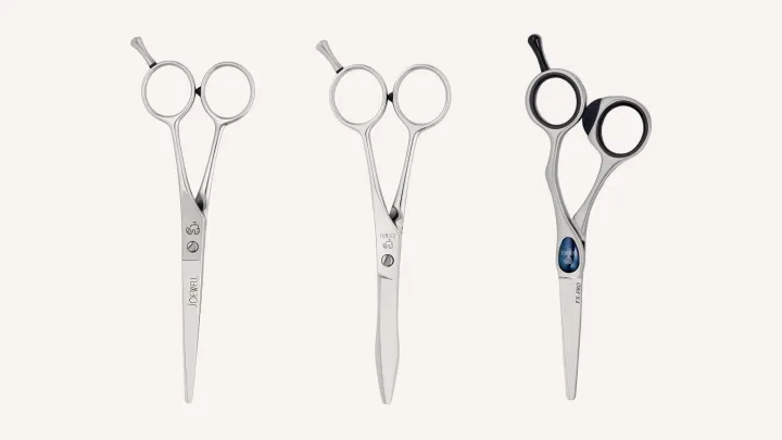 Three Joewell cutting scissors side by side: Classic, Bamboo and FX PRO.