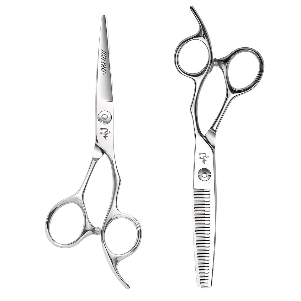 Ichiro Ergo set catalogue photo: a cutting scissor beside a 30-tooth thinning scissor.