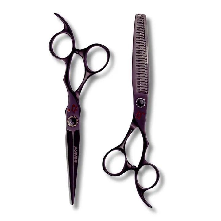 The Kamisori Shadow set: a cutting scissor and a thinning scissor.