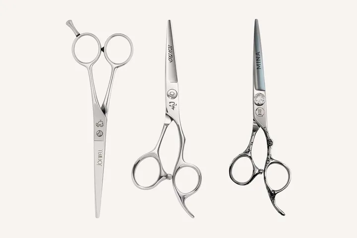 Three cutting scissors side by side: Joewell Classic, Ichiro Ergo and Mina Sakura II.
