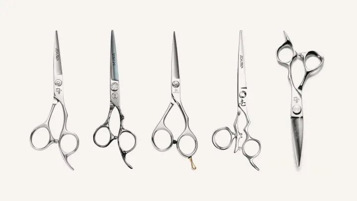 Five cutting scissors under A$300 side by side: Ichiro Ergo, Mina Sakura II, Juntetsu Classic II, Ichiro Kawa Z-Balance and Ichiro Chomper.