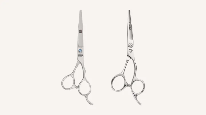 Two first-pair cutting scissors side by side: Mina Umi and Ichiro Ergo.