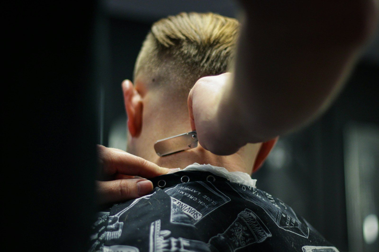 Close-up of razor shears in a salon